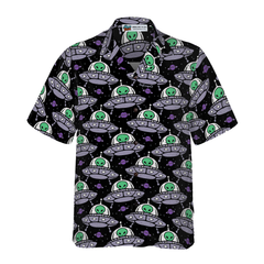 Retro Alien On Space Ship Hawaiian Shirt - Hyperfavor