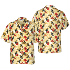 Honey Bee Hexagon Hawaiian Shirt - Hyperfavor