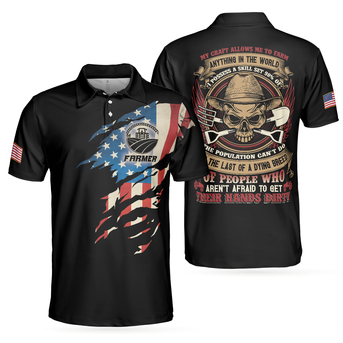 Farmer My Craft Allows Me To Farm Anything Polo Shirt, American Flag Farmer Shirt For Men - Hyperfavor