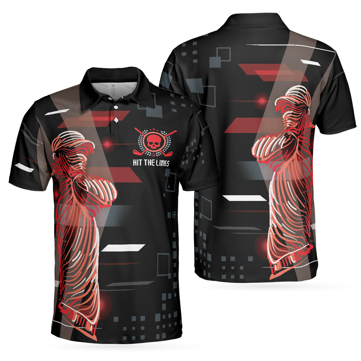 Can't Wait To Hit The Links Golf Digital Style Polo Shirt, Modern Skull Polo Shirt, Best Golf Shirt For Men - Hyperfavor