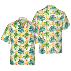 Hand Drawn Tree Frogs And Monstera Leaves Hawaiian Shirt - Hyperfavor