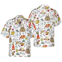 I Love Spain Doodle Hawaiian Shirt - Hyperfavor
