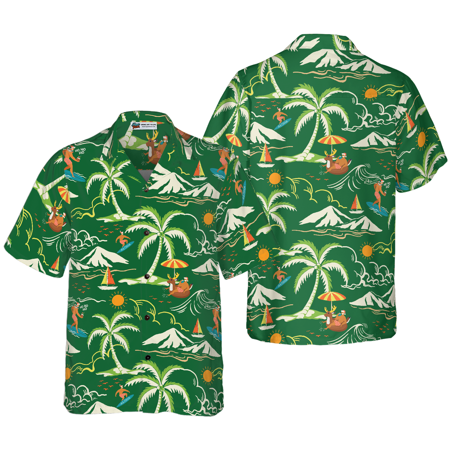 Hyperfavor Christmas Hawaiian Shirts, Santa Beach Summer Pattern 2 Shirt Short Sleeve, Christmas Shirt Idea Gift For Men and Women - Hyperfavor