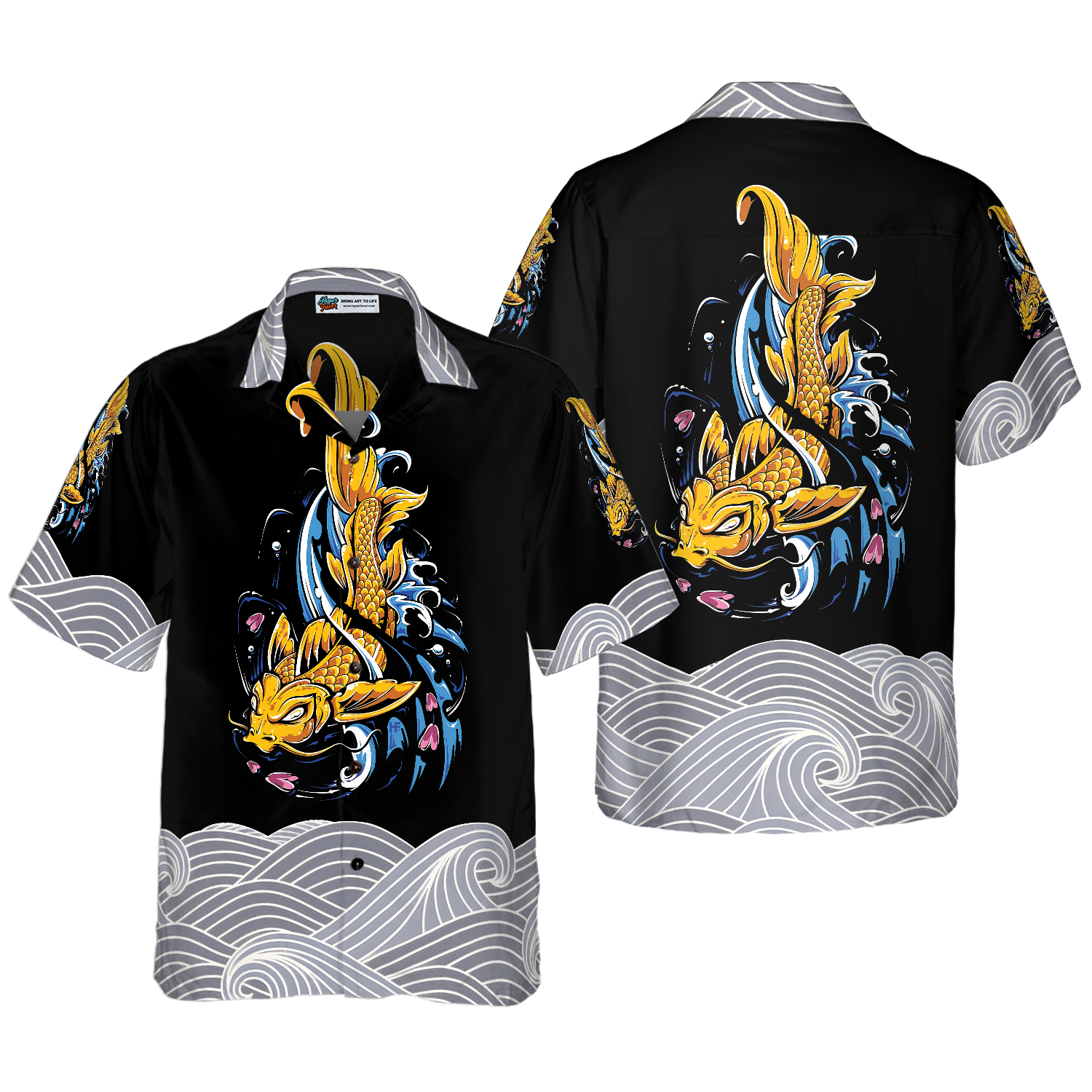 Koi Fish On Waves Hawaiian Shirt - Hyperfavor