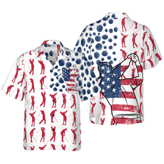 Golf American Flag Pose Hawaiian Shirt - Hyperfavor