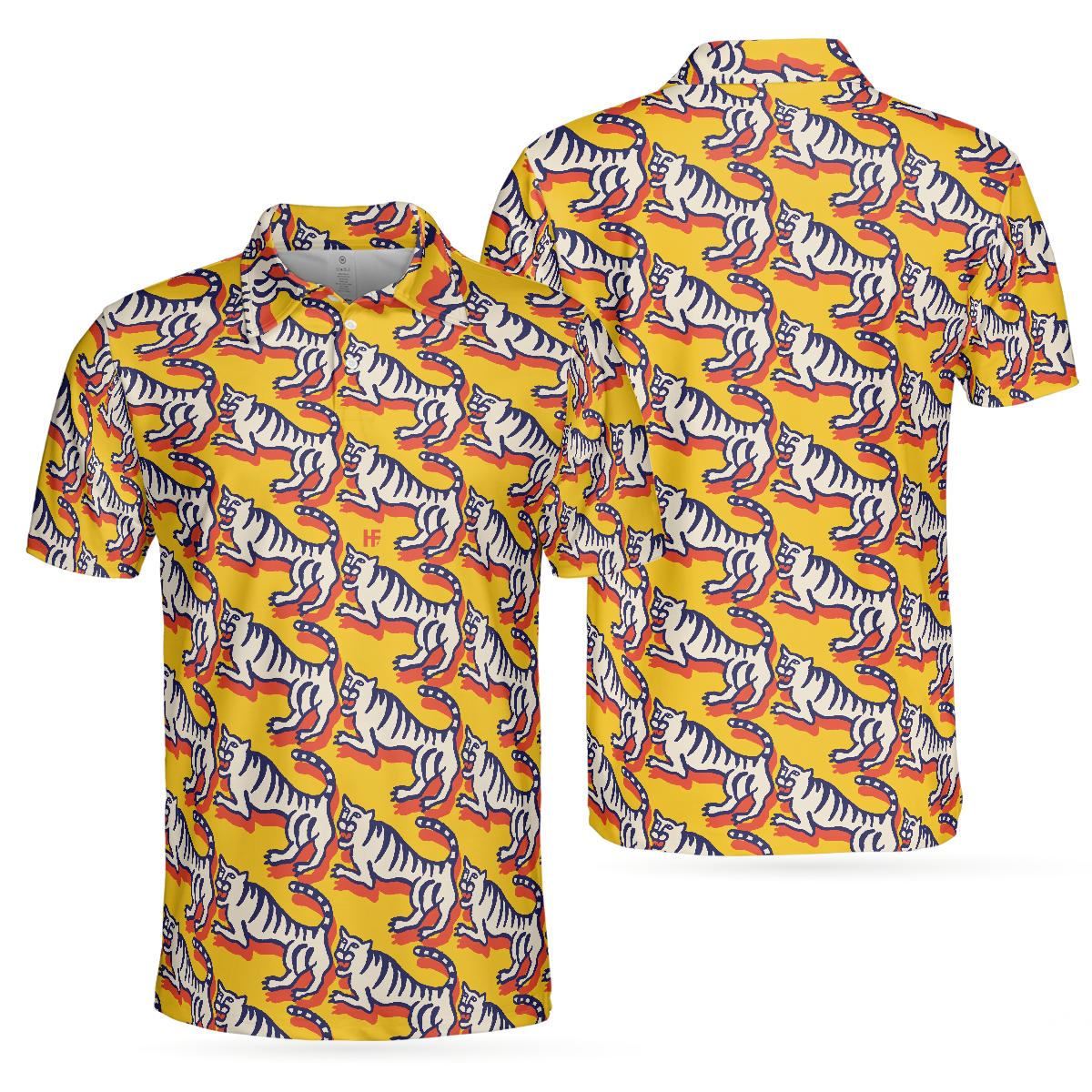 Funny Tiger Polo Shirt For Men, Tiger Print Shirt Short Sleeve, Cool Tiger Gift For Men - Hyperfavor