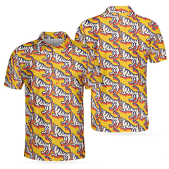 Funny Tiger Polo Shirt For Men, Tiger Print Shirt Short Sleeve, Cool Tiger Gift For Men - Hyperfavor