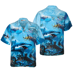 Extreme Dangerous Shark In The Sea Hawaiian Shirt - Hyperfavor