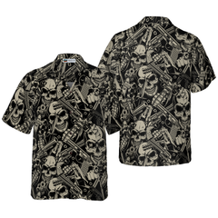 Guns And Skulls Pattern Hawaiian Shirt - Hyperfavor