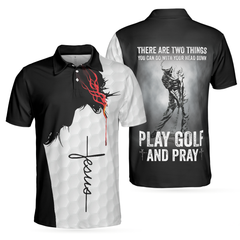 My Head Down When Play Golf And Pray Christian Love Golf Polo Shirt, Christan Golfing Shirt For Men - Hyperfavor