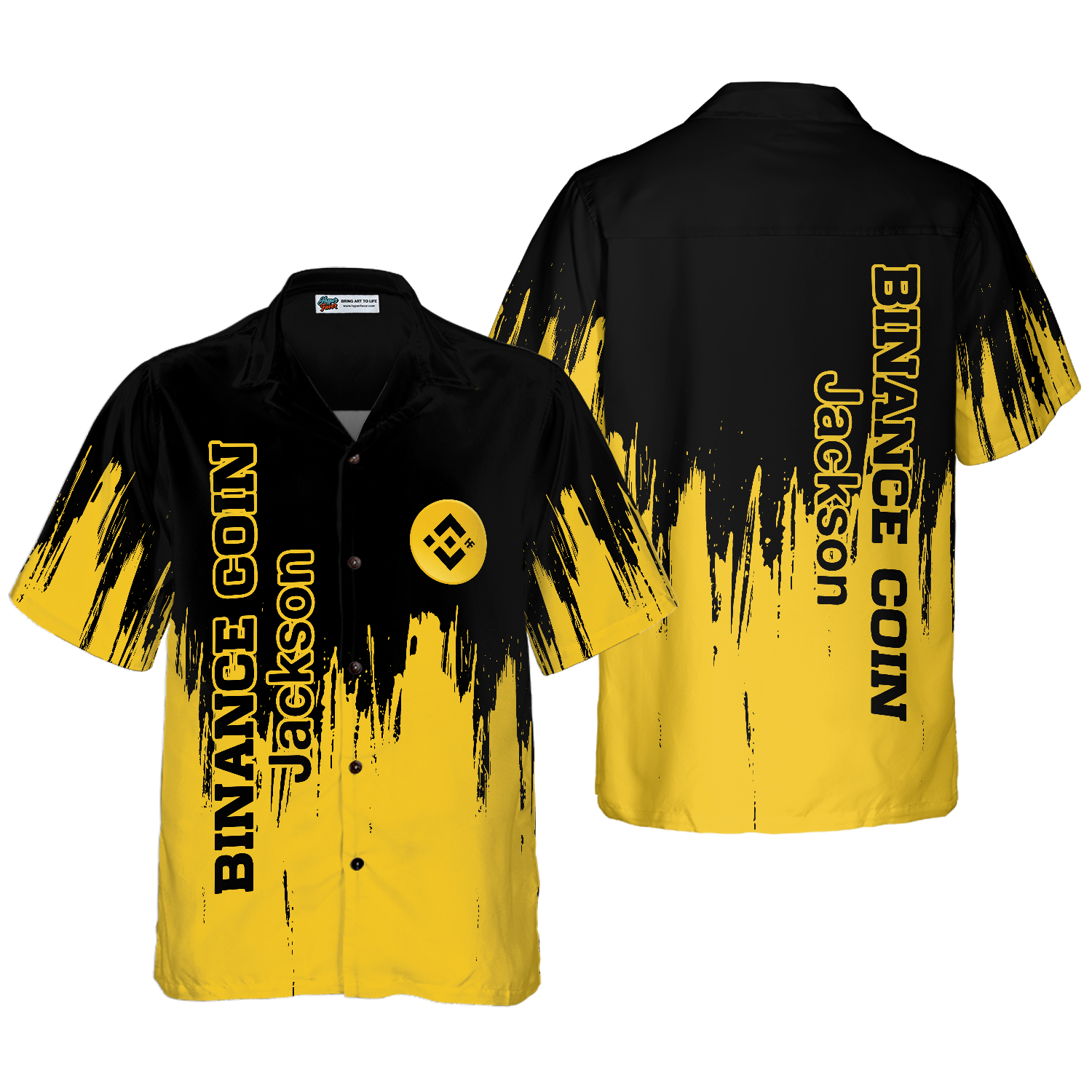 Binance Coin Black And Yellow Custom Hawaiian Shirt - Hyperfavor