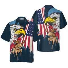 Hyperfavor Christmas Hawaiian Shirts, Santa With American Flag 2 Shirt Short Sleeve, Christmas Shirt Idea Gift For Men And Women - Hyperfavor
