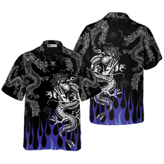 Dragon With Blue Flame Hawaiian Shirt - Hyperfavor