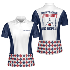 Math Teacher Workout And Repeat Short Sleeve Women Polo Shirt, Cool Teacher Shirt For Girls - Hyperfavor