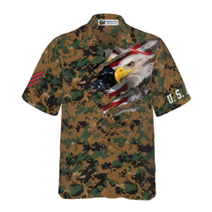 Veteran Proud US Marine Camouflage Hawaiian Shirt - Hyperfavor