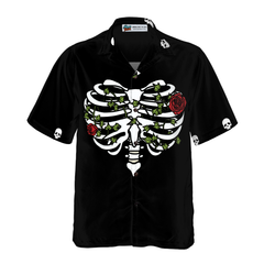 Rib Cage Heart Style With Rose Goth Hawaiian Shirt - Hyperfavor