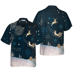 Hyperfavor Christmas Hawaiian Shirts, Reindeer Snow Dark Shirt Short Sleeve, Christmas Shirt Idea Gift For Men and Women - Hyperfavor