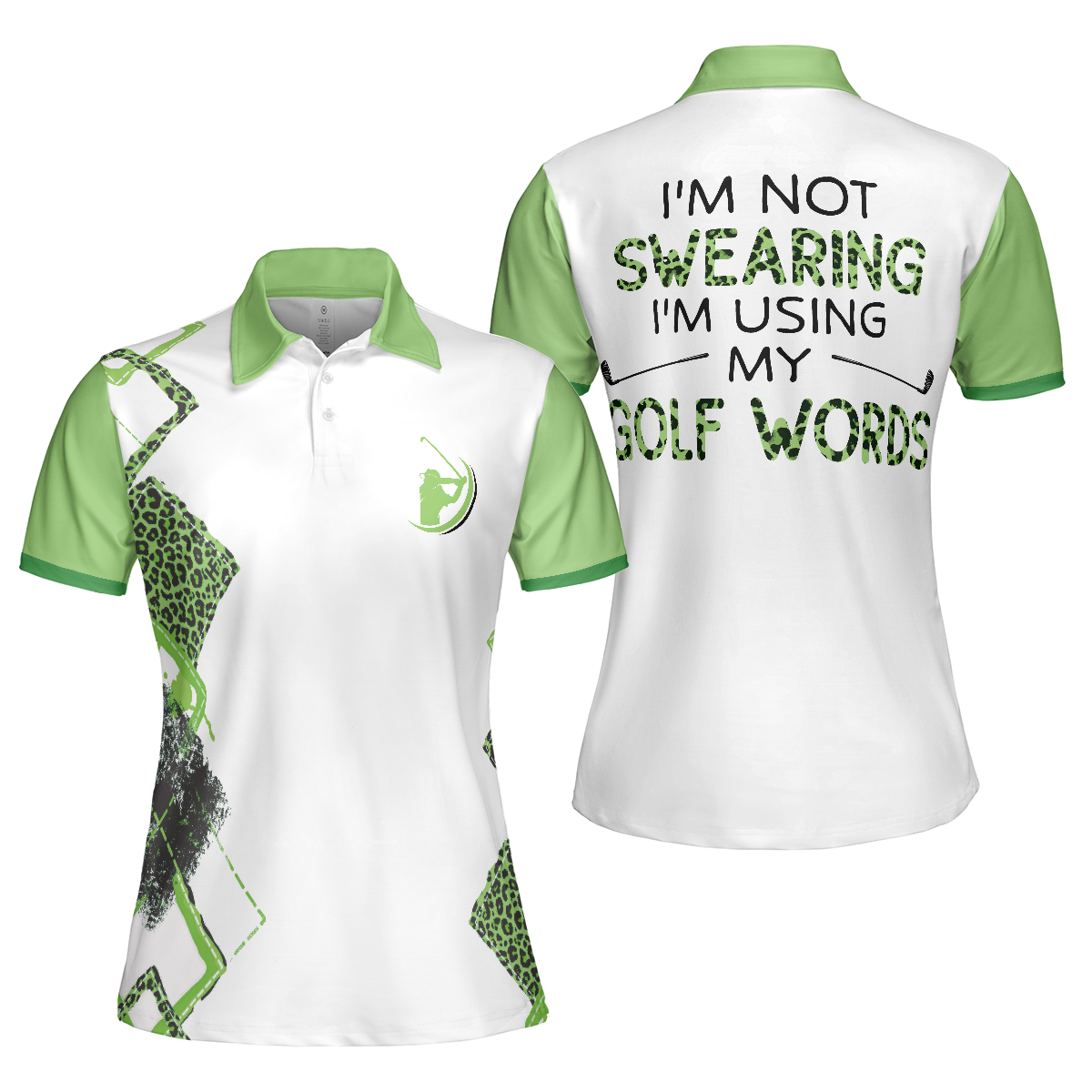 I'm Not Swearing I'm Using My Golf Word Green Ver Short Sleeve Women Polo Shirt - Hyperfavor