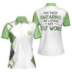 I'm Not Swearing I'm Using My Golf Word Green Ver Short Sleeve Women Polo Shirt - Hyperfavor