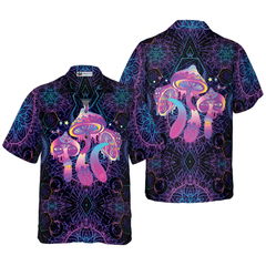 Magic Mushrooms Over Sacred Geometry Hawaiian Shirt - Hyperfavor