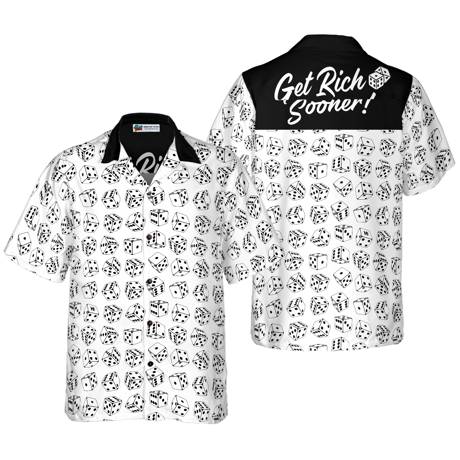 Casino Dice Pattern Get Rich Sooner Hawaiian Shirt - Hyperfavor