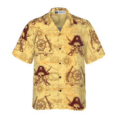 Skull Pirates Of The Ancient Sea Map Hawaiian Shirt - Hyperfavor