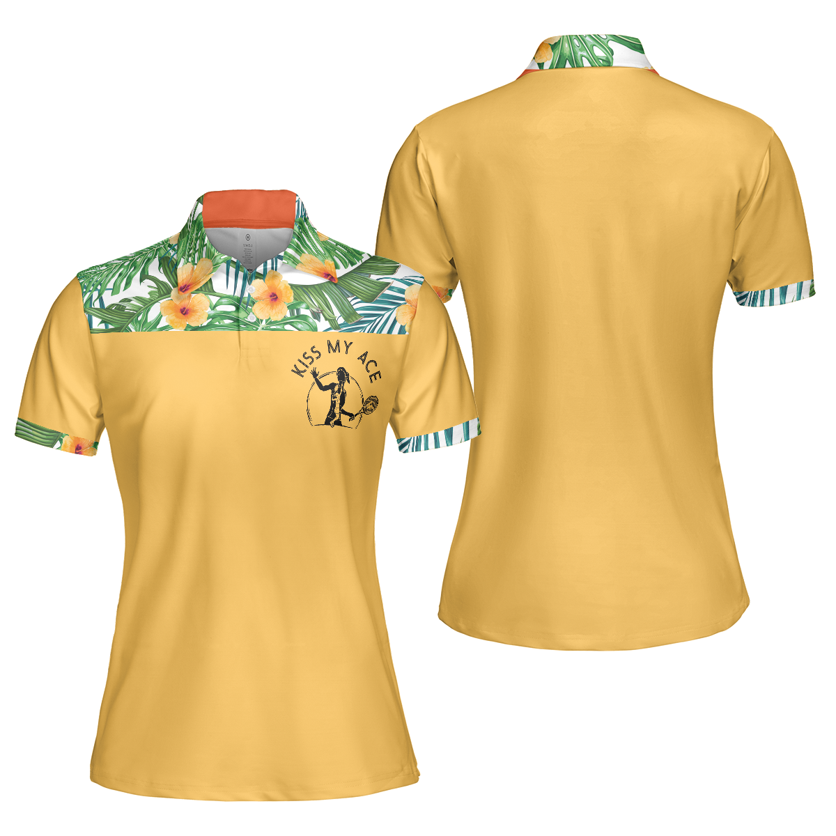 Kiss My Ace Floral Tennis Shirt For Women Short Sleeve Women Polo Shirt - Hyperfavor
