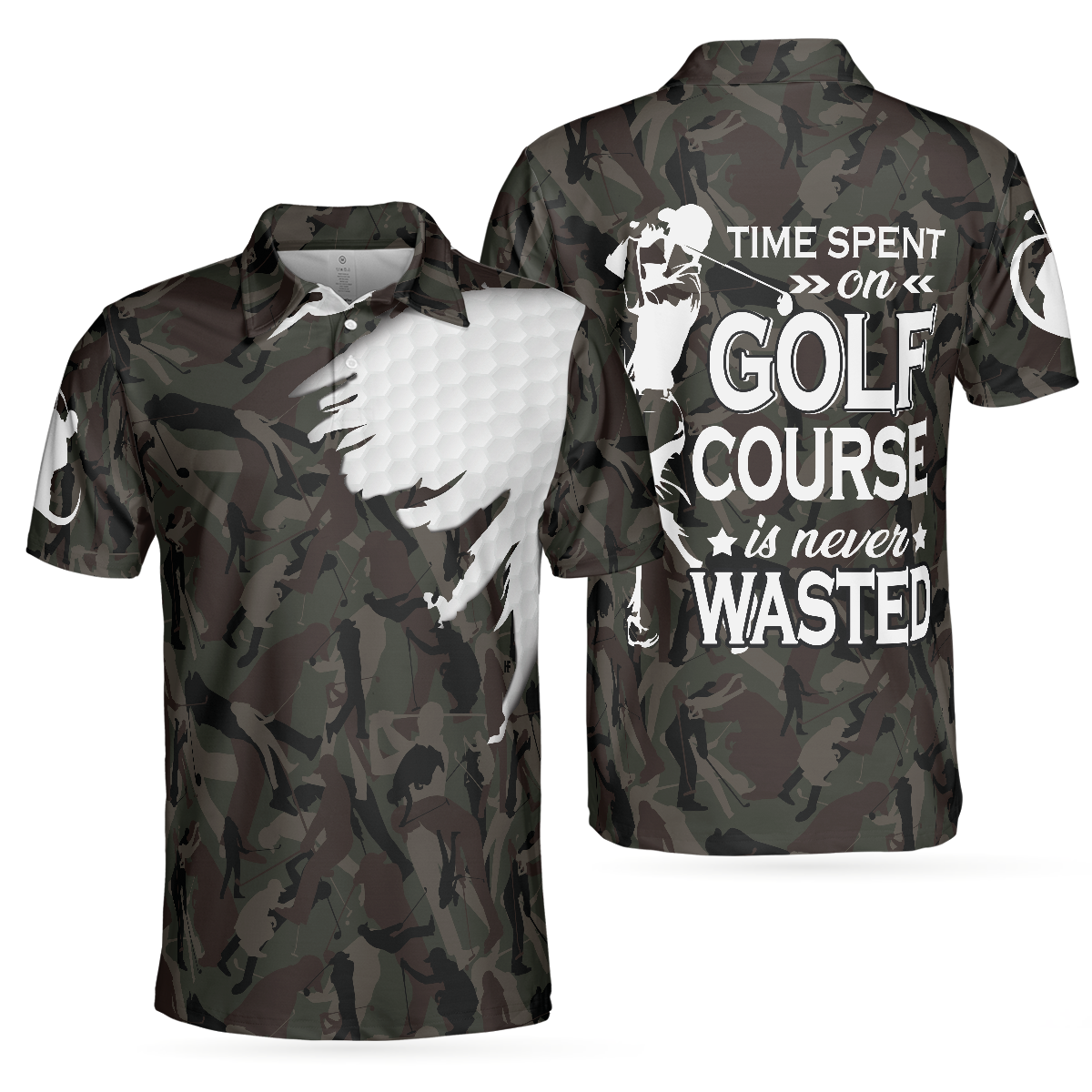 Time Spent On Golf Course Polo Shirt, Camouflage Golf Shirt With Sayings, Best Golf Shirt For Men - Hyperfavor