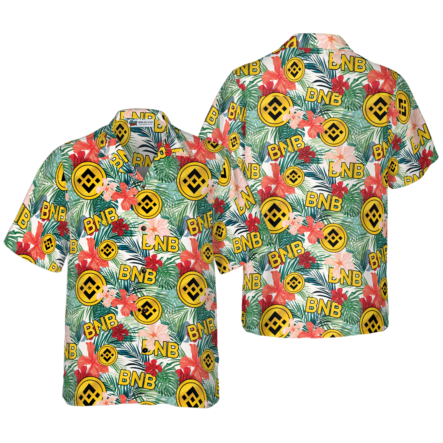 Binance Coin Tropical Flower Hawaiian Shirt - Hyperfavor