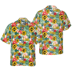 Binance Coin Tropical Flower Hawaiian Shirt - Hyperfavor