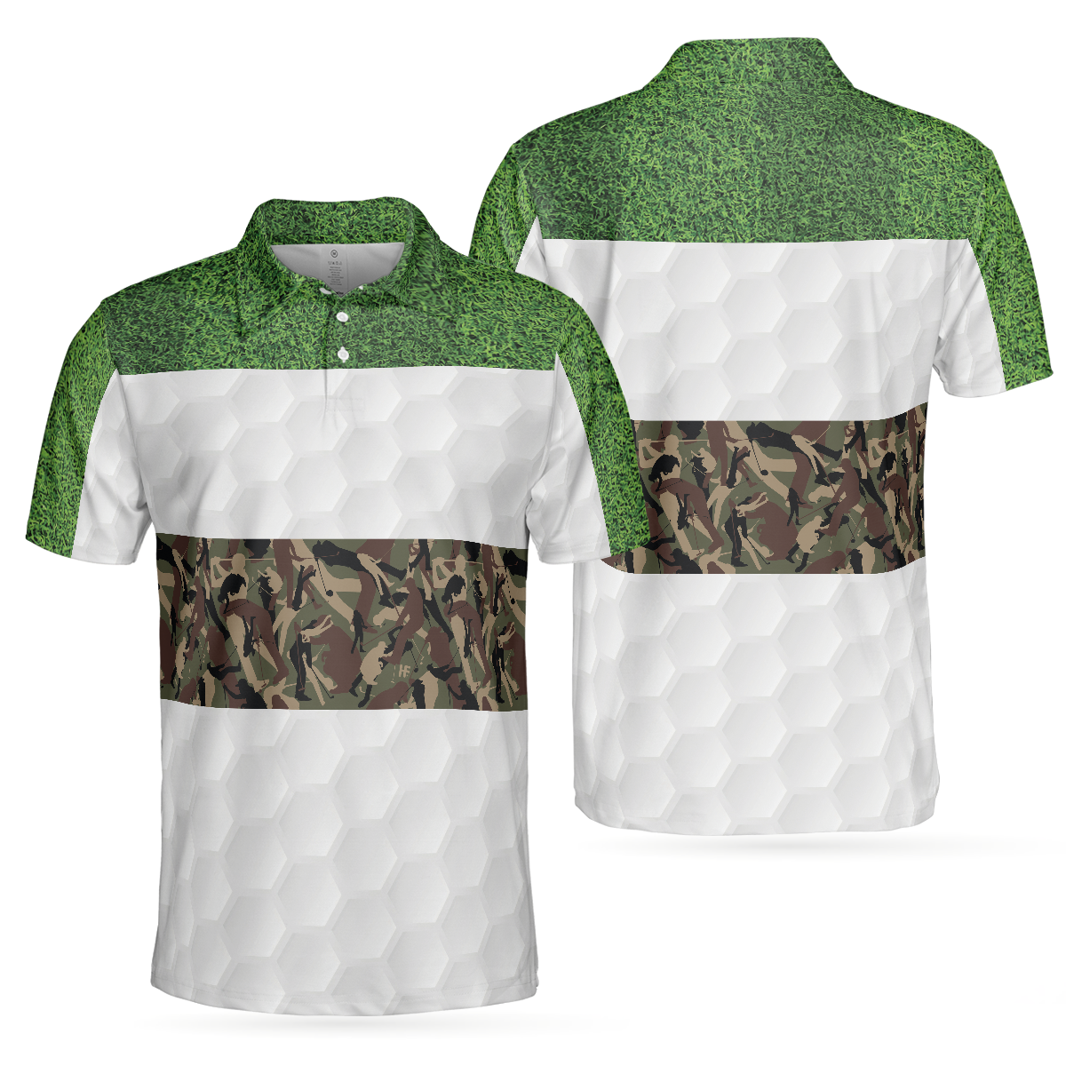 Golf In Green And Camouflage Pattern Golf Polo Shirt, Cool Golf Shirt For Men, Best Gift For Golfers - Hyperfavor