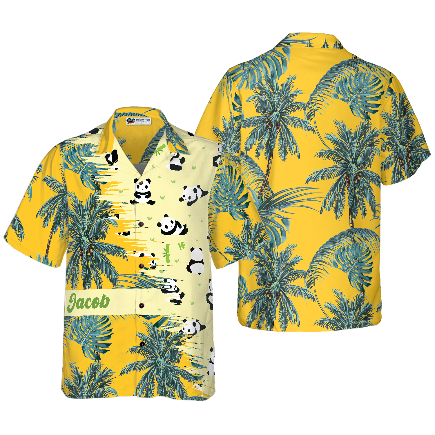 Panda Yellow Tropical Custom Hawaiian Shirt - Hyperfavor