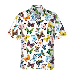 Watercolor Butterflies Hawaiian Shirt - Hyperfavor