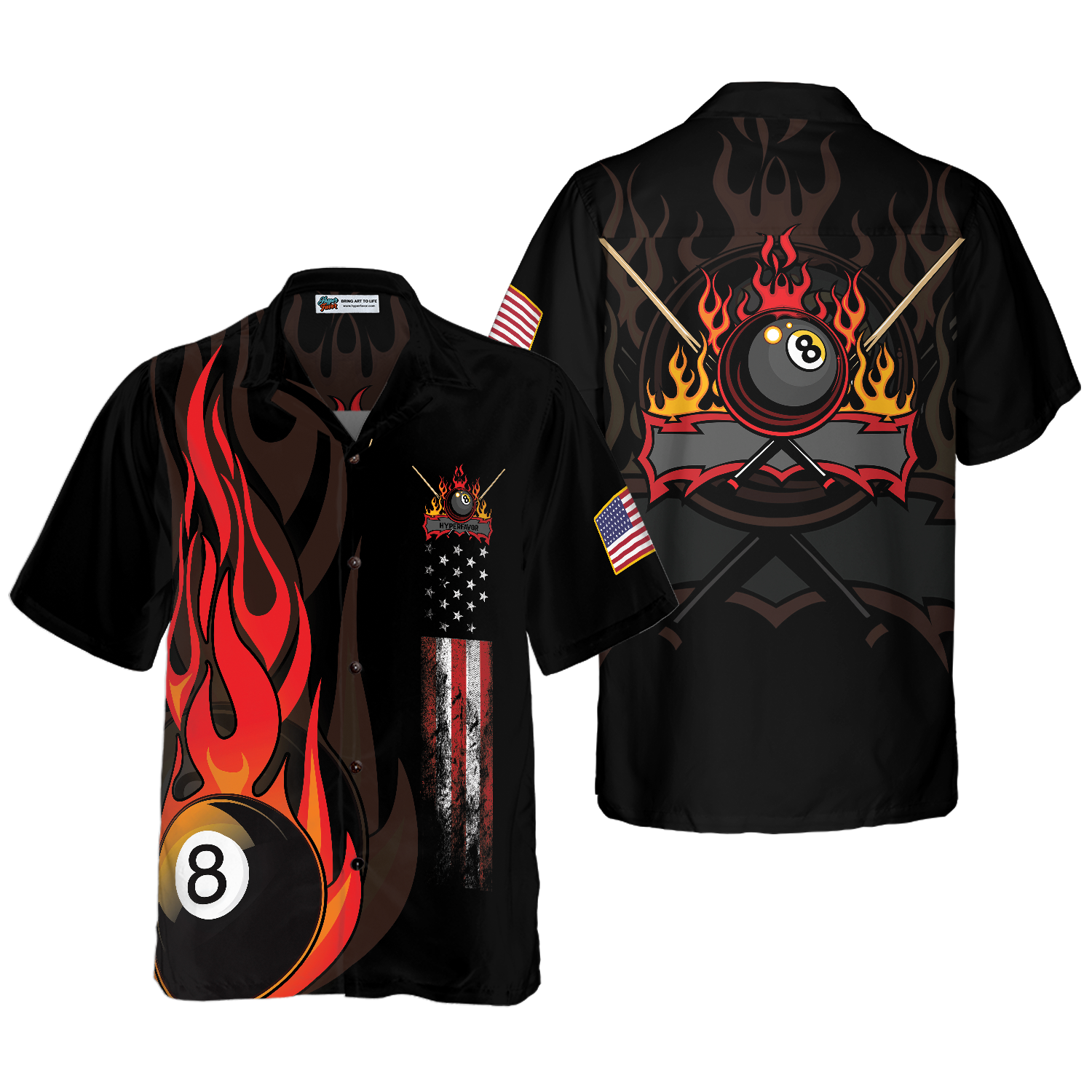 Flame 8 Ball Billiard Pool Hawaiian Shirt - Hyperfavor