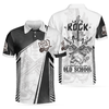 Let's Rock Freedom Of Life Old School Guitar Short Sleeve Polo Shirt, Black And White Guitar Shirt For Men - Hyperfavor