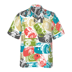 Vintage Hand Drawn Cameras Hawaiian Shirt - Hyperfavor