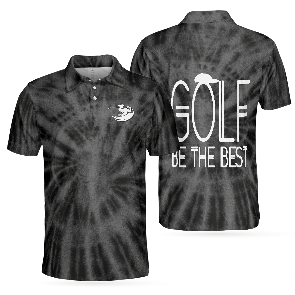 Golf Be The Best Golf Polo Shirt, Black Tie Dye Golf Shirt For Men - Hyperfavor