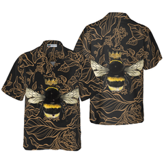 Golden Floral Bee Hawaiian Shirt - Hyperfavor