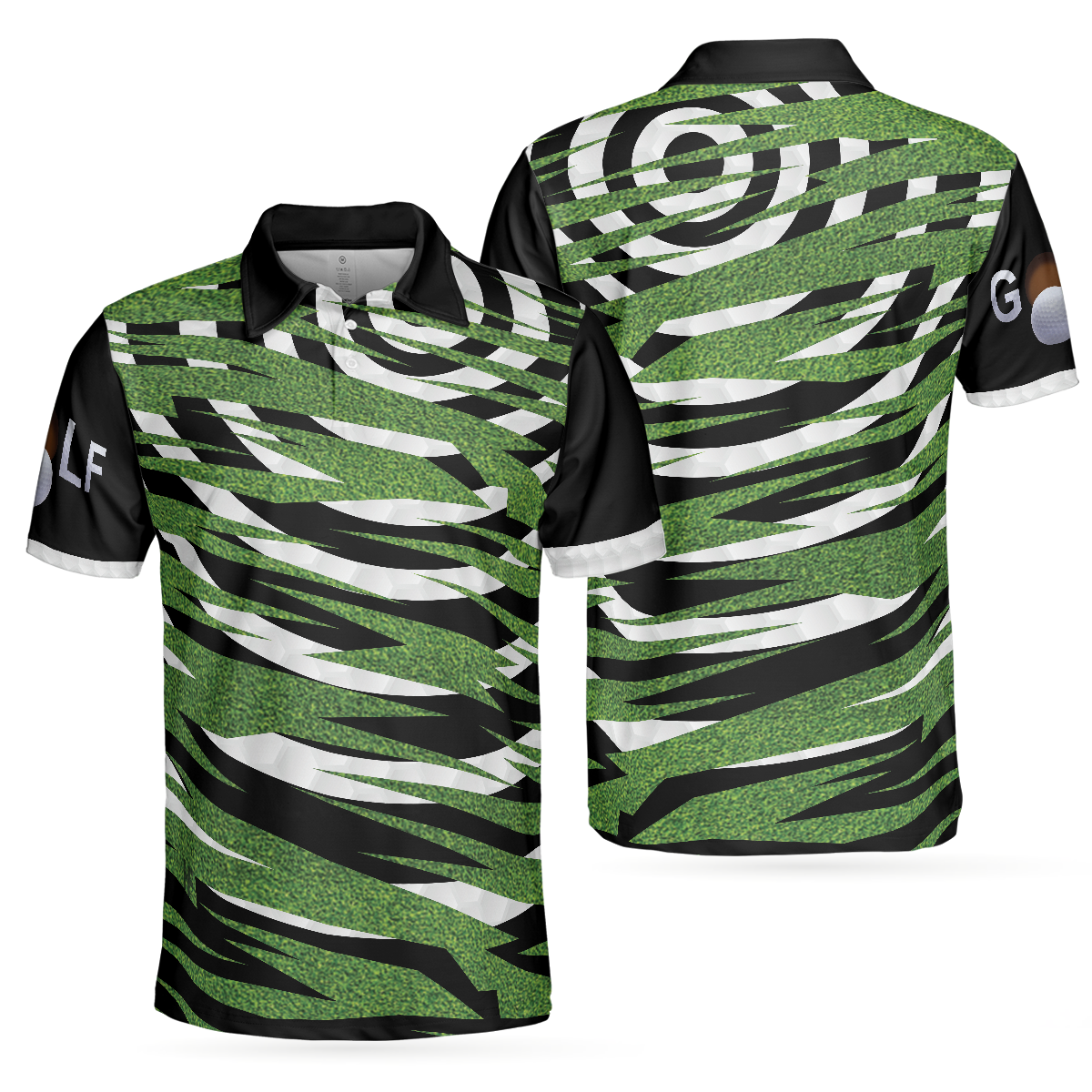 Unique Golfer Design With Ripped Texture Golf Polo Shirt, Basic Spiral Pattern Golf Shirt Design - Hyperfavor