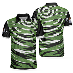 Unique Golfer Design With Ripped Texture Golf Polo Shirt, Basic Spiral Pattern Golf Shirt Design - Hyperfavor