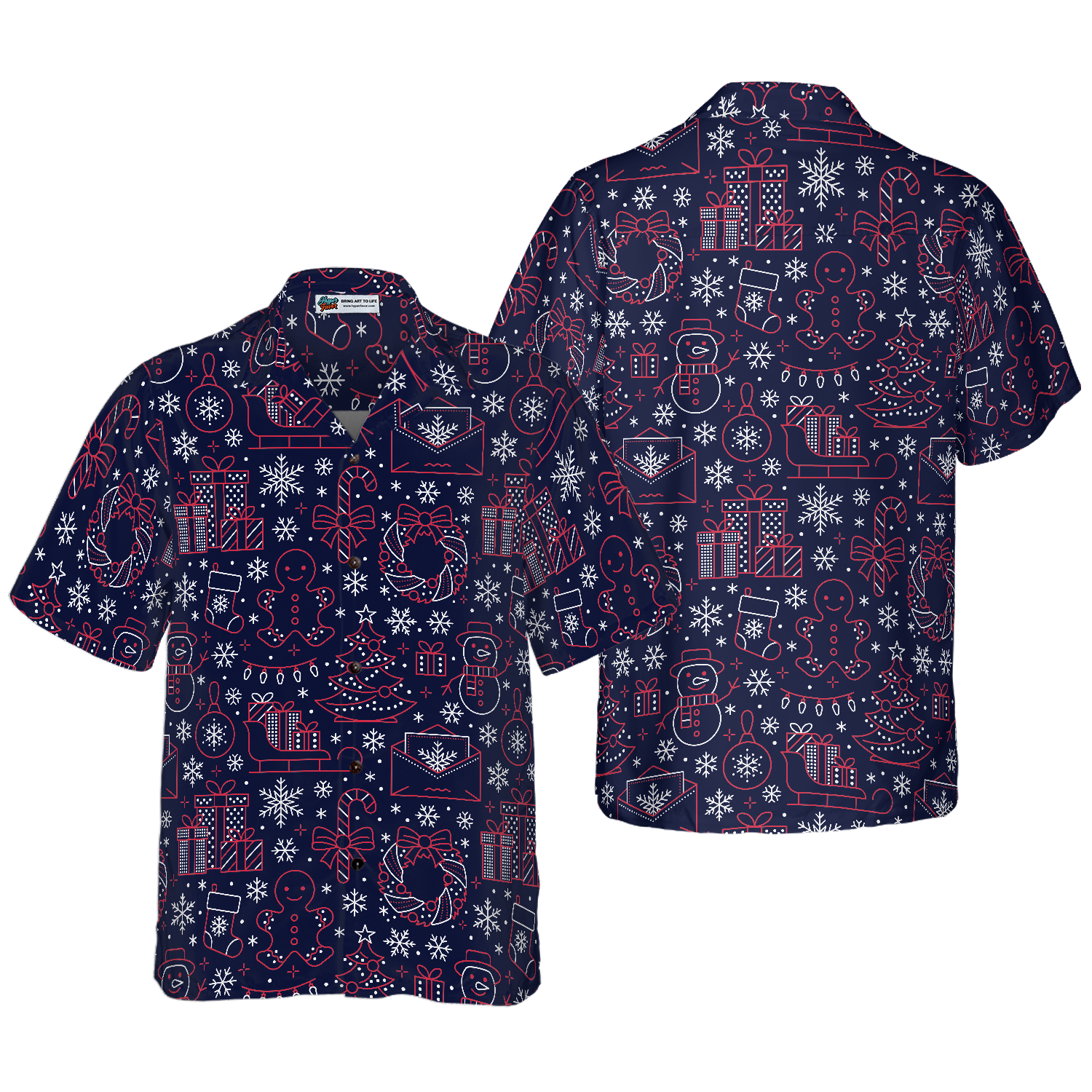 Hawaiian Shirts, Christmas Line Pattern Shirt Short Sleeve, Christmas Shirt Idea Gift For Men and Women - Hyperfavor