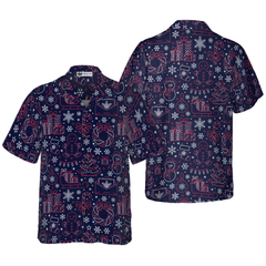 Hawaiian Shirts, Christmas Line Pattern Shirt Short Sleeve, Christmas Shirt Idea Gift For Men and Women - Hyperfavor