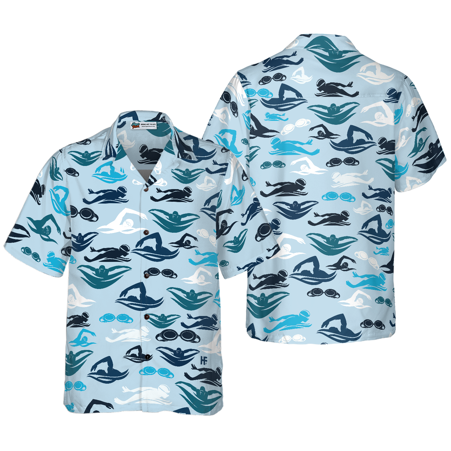 Swimming Pattern Hawaiian Shirt - Hyperfavor