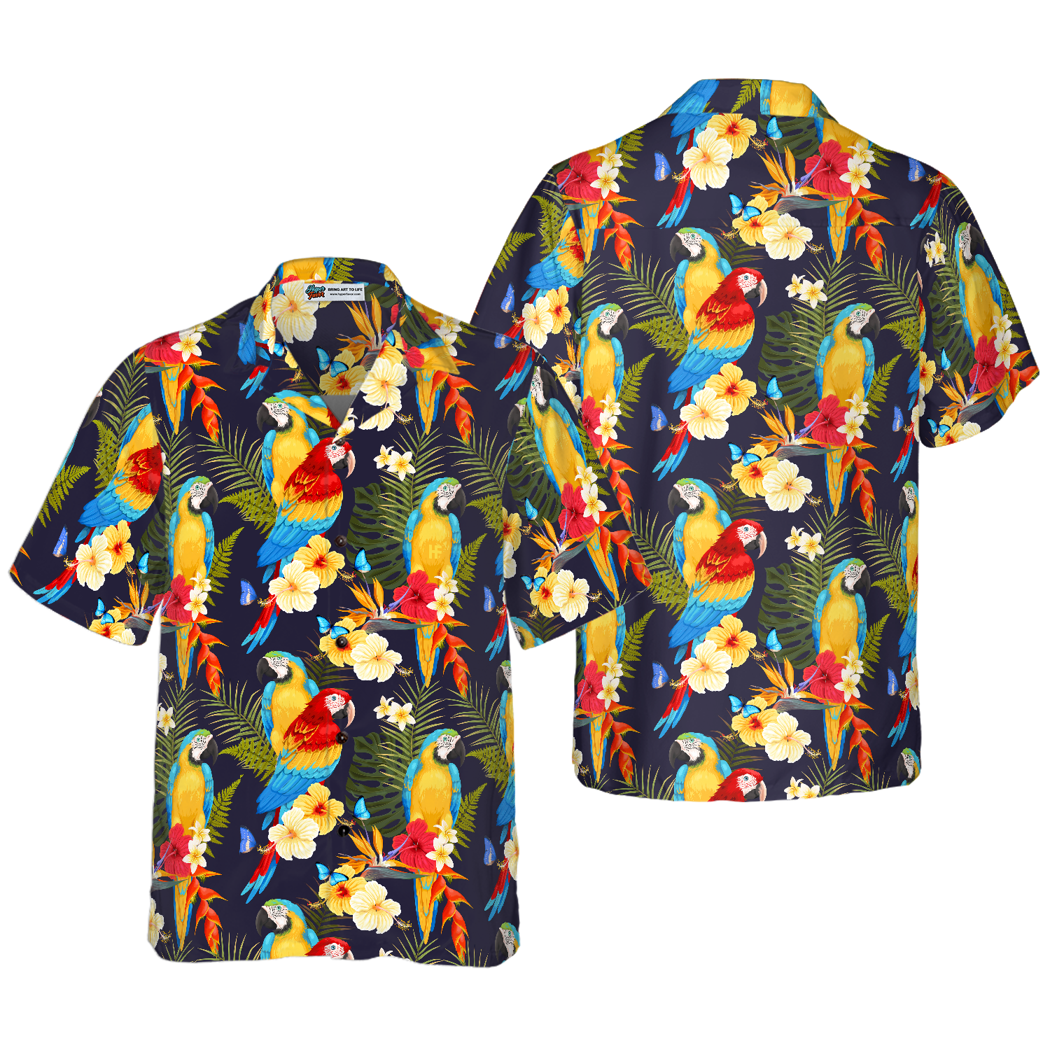 Flower And Parrot Hawaiian Shirt - Hyperfavor