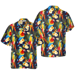 Flower And Parrot Hawaiian Shirt - Hyperfavor