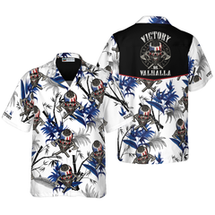 Victory Or Valhalla Viking White Hawaiian Shirt - Hyperfavor