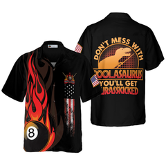 Dinosaur Poolasaurus Flame Skull Billiards Hawaiian Shirt - Hyperfavor