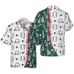 Hyperfavor Christmas Hawaiian Shirts, Baseball Pattern Shirt Short Sleeve, Christmas Shirt Idea Gift For Men And Women - Hyperfavor