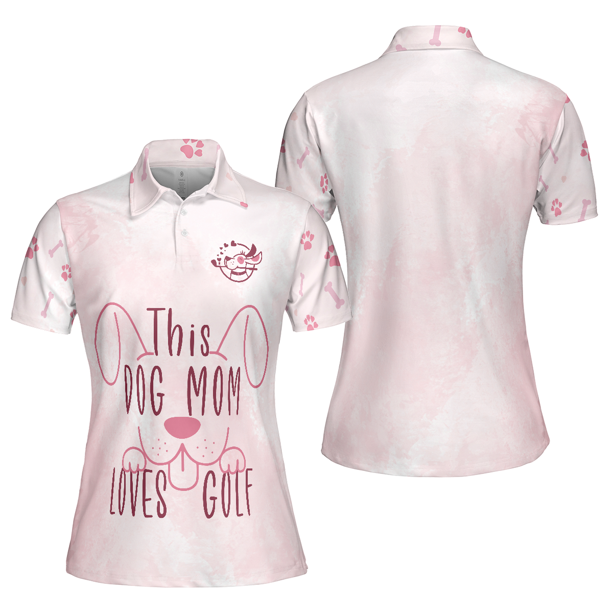 This Dog Mom Loves Golf Short Sleeve Women Polo Shirt, Pink Golf Shirt For Ladies, Golf Gift For Dog Lovers - Hyperfavor