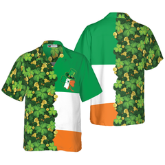 Gold Coins Shamrock Saint Patrick's Day Irish Ireland Flag Hawaiian Shirt - Hyperfavor